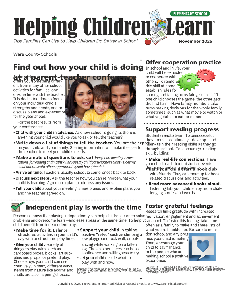 Helping Children Learn November English