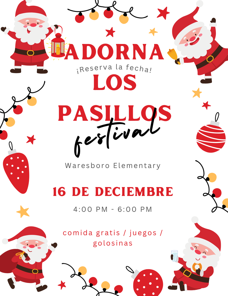 Deck the Halls Save the Date Flyer Spanish