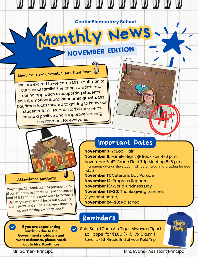 Hey, Center Tigers! Stay informed—take a look at November’s newsletter!