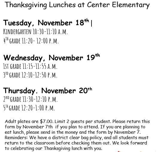 Thanksgiving lunches information
