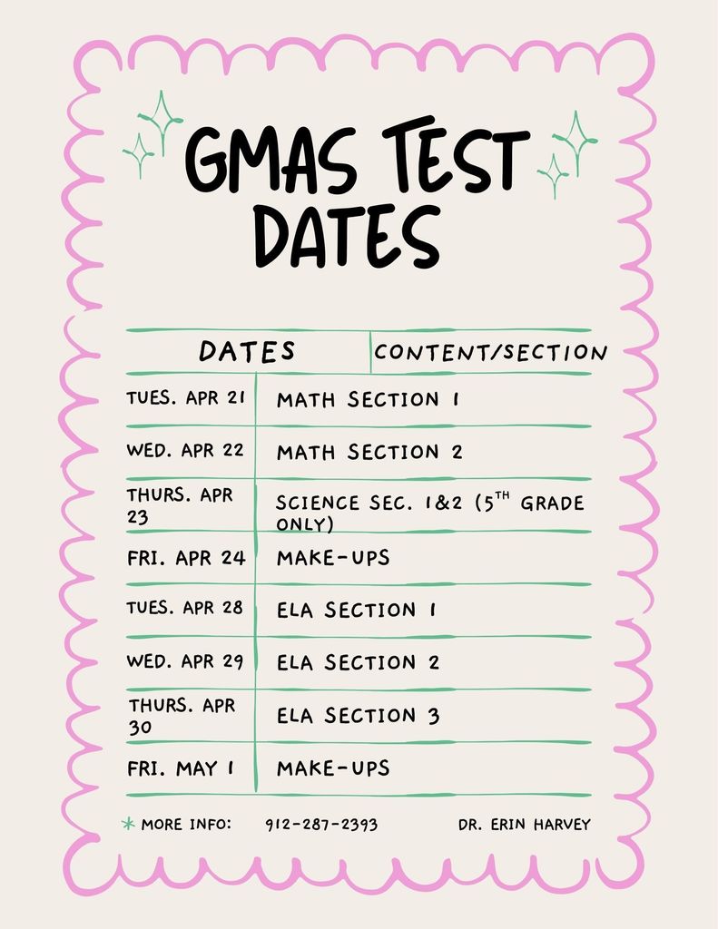 GMAS test dates