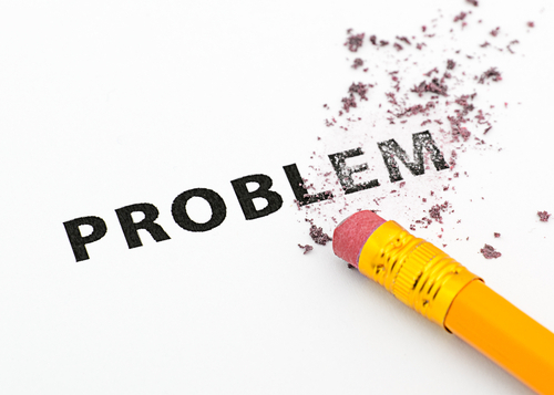 eraser over the word "problem"