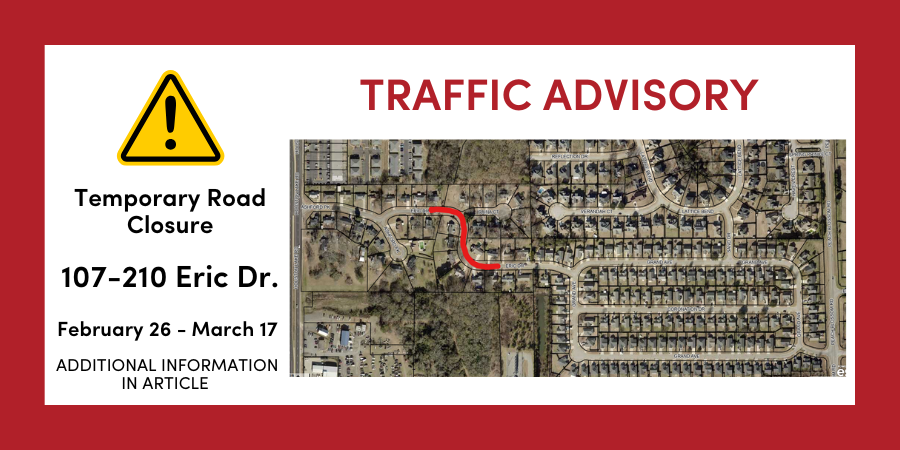 Temporary Road Closure Scheduled on Eric Drive for Sewer Line Replacement 