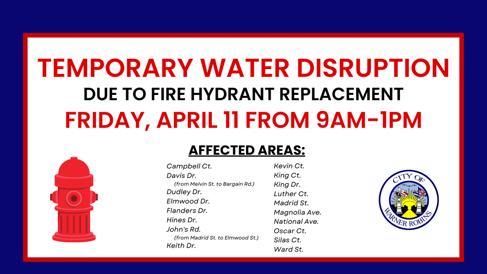 Water Outage Scheduled for Fire Hydrant Replacement – Friday, April 11