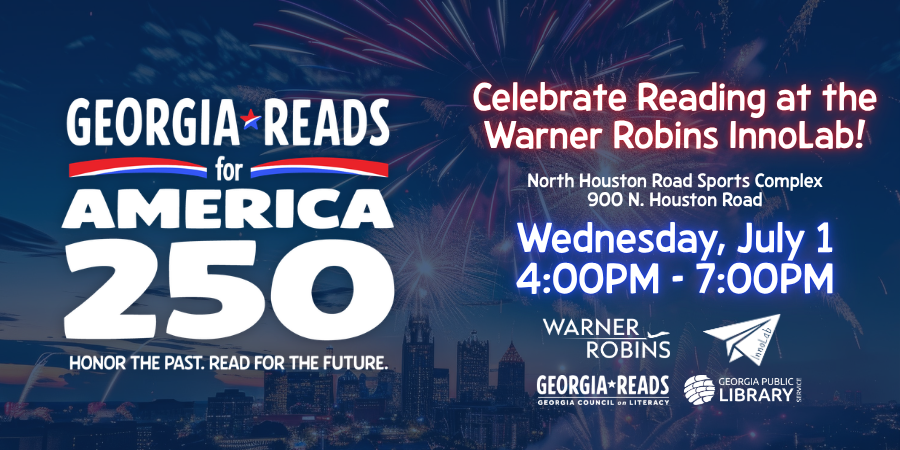 The City of Warner Robins invites the community to celebrate the spirit of reading and patriotism during “Stars, Stripes, & Stories,” a special Georgia Reads event commemorating America’s 250th anniversary. The event will take place on Wednesday, July 1, 2026, at the InnoLab located at the North Houston Road Sports Complex and will offer families an opportunity to enjoy books, creativity, and community together.