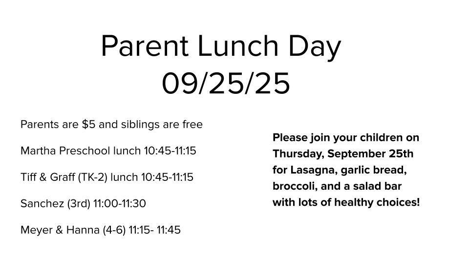 Parent Lunch Day