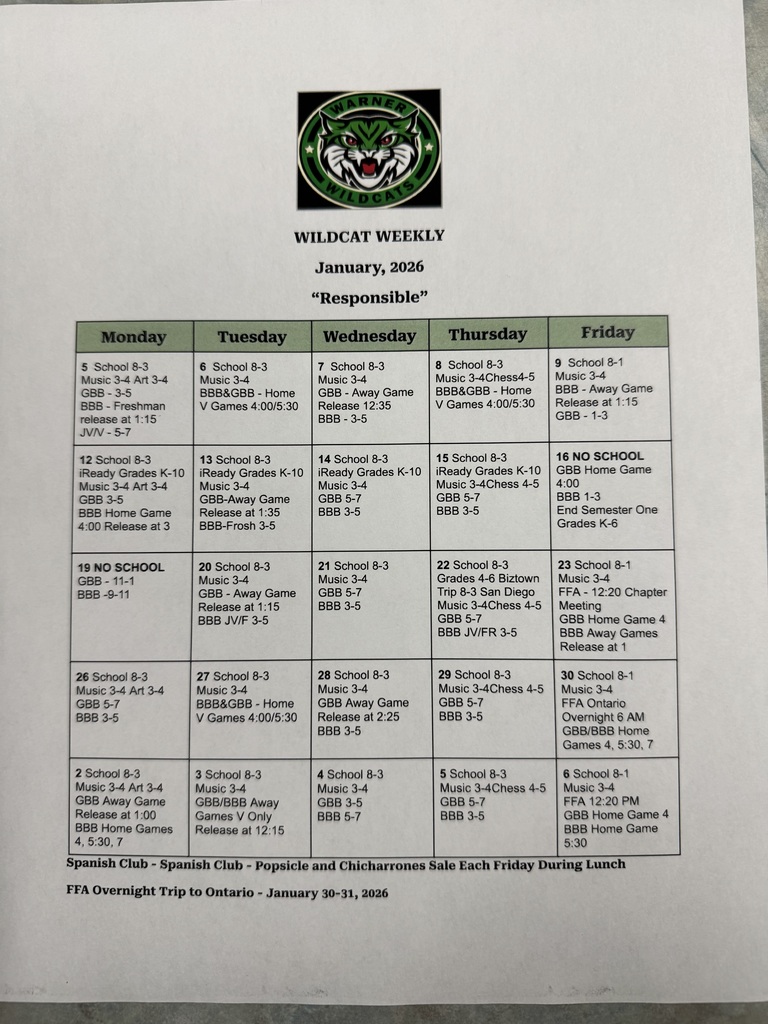 Here is the January Wildcat Weekly!