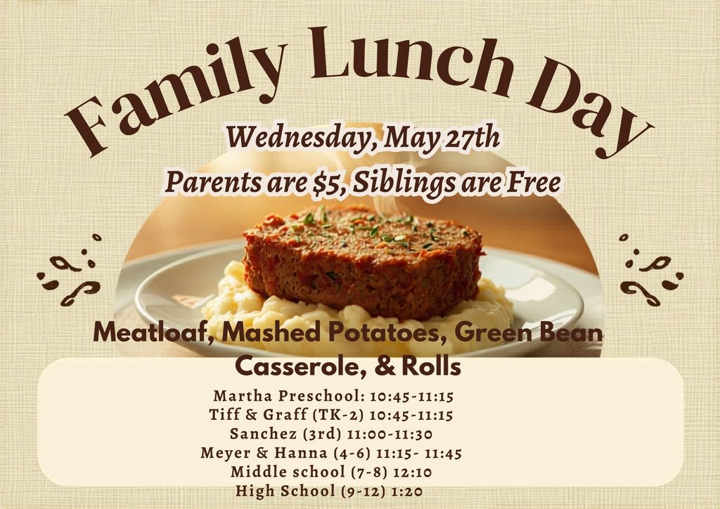 Family Lunch Day Wednesday, May 27th