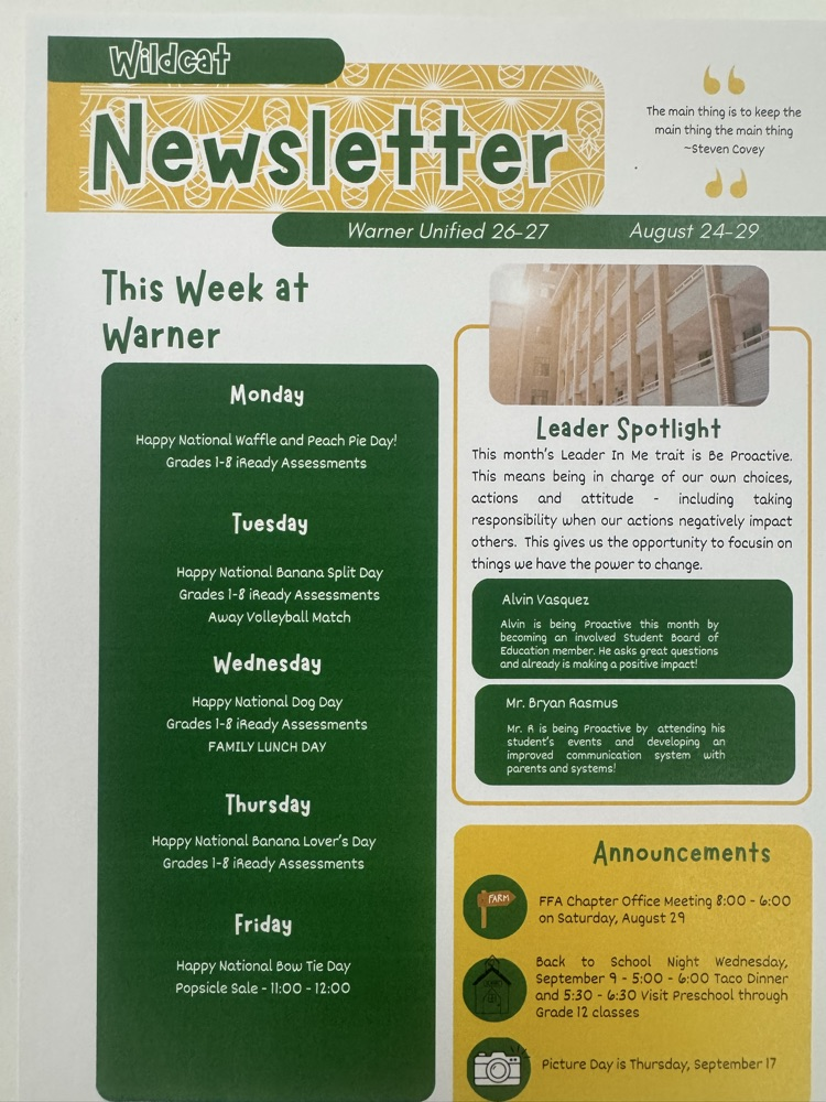 August 24-28 Newsletter