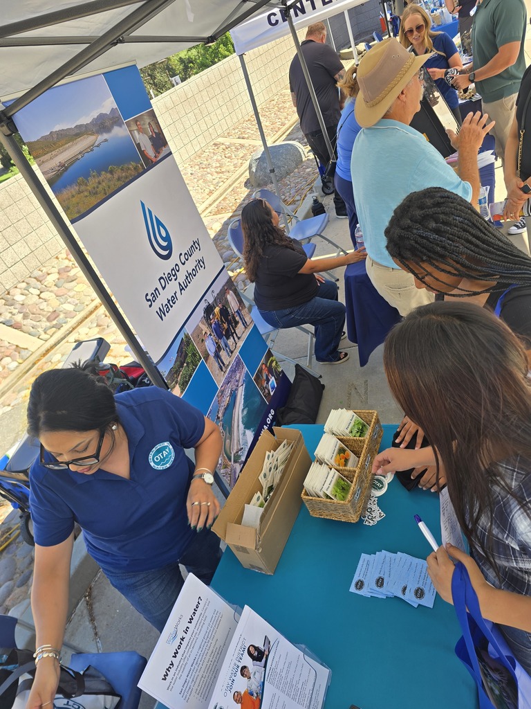 Students at a booth.
