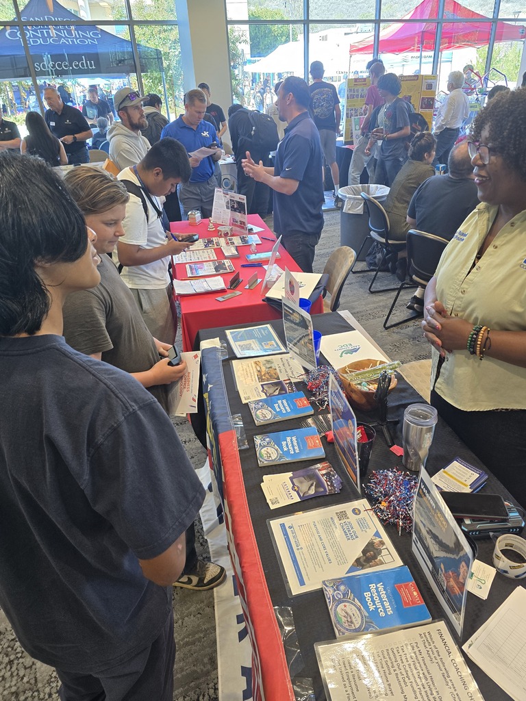 Students at a booth.