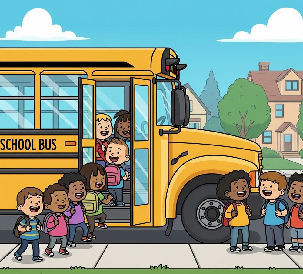 kids boarding a bus