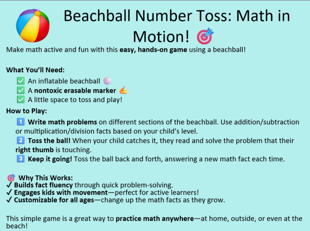 Beachball Number Toss - Math in Motion