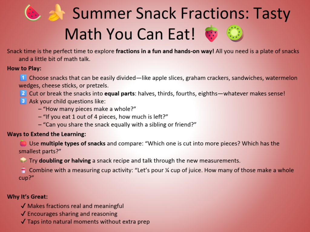 Summer Snack Fractions - Tasty Math You Can Eat!
