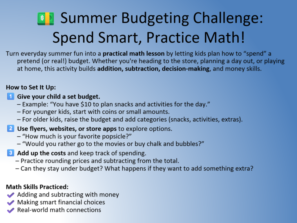 Summer Budgeting Challenge - Spend Smart, Practice Math!