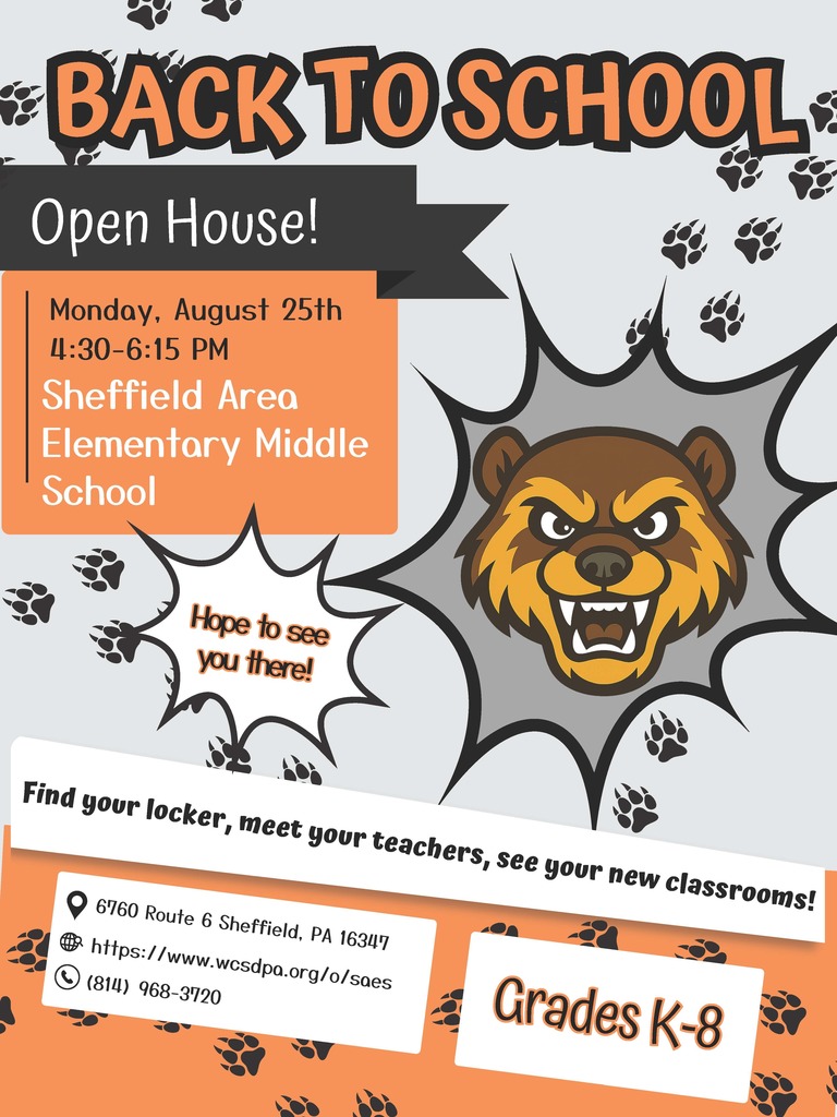 Back to School Open House for Sheffield Area Elementary Middle School