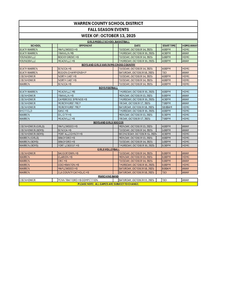 Fall Season by Event 10.13