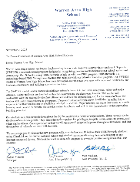 PBIS Parent Letter