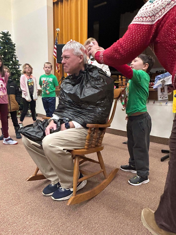 kids painting Dr Dosser hair