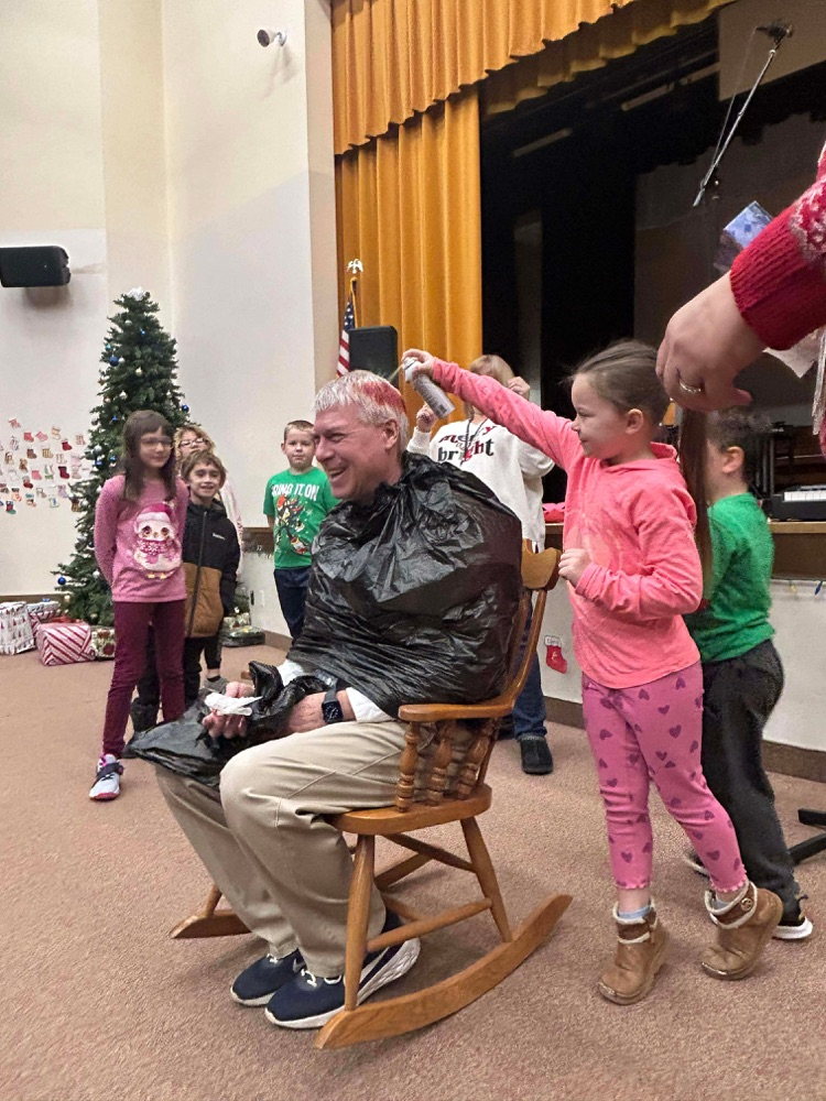 kids painting Dr Dosser hair