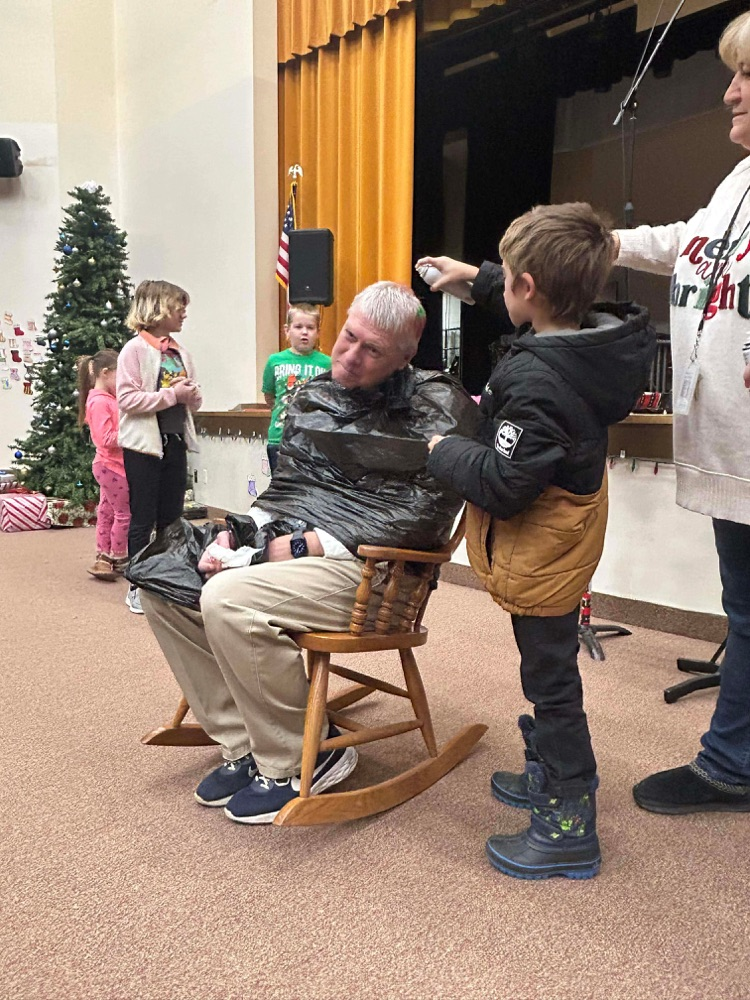 kids painting Dr Dosser hair