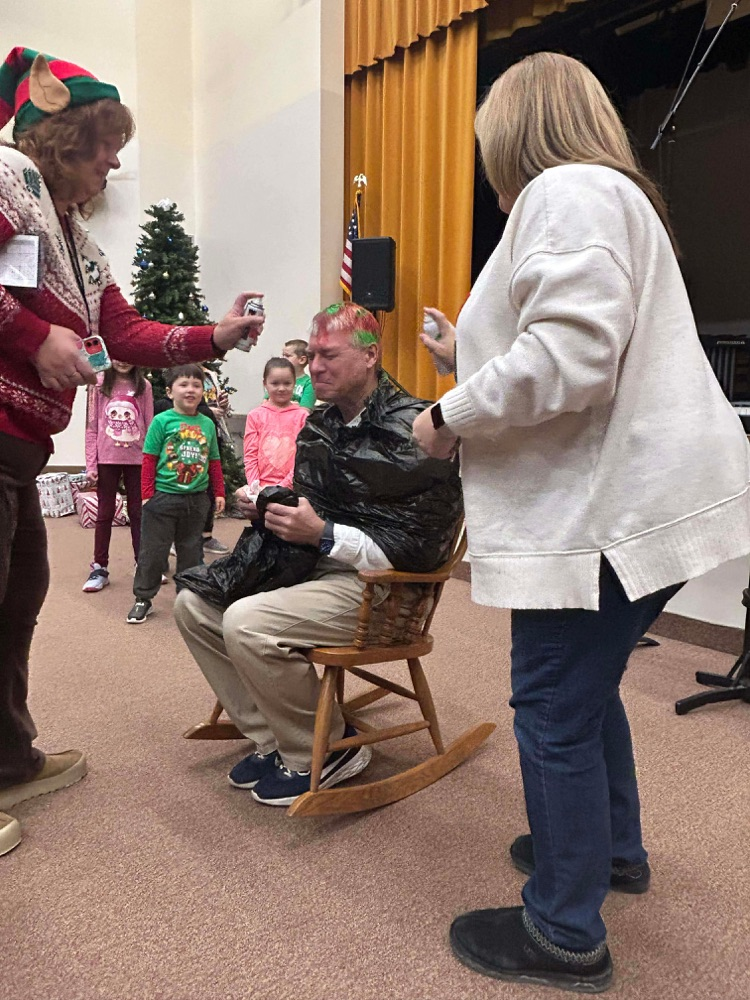 kids painting Dr Dosser hair