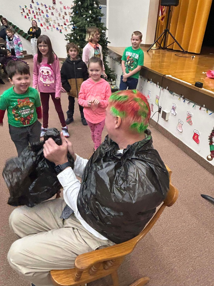 kids painting Dr Dosser hair