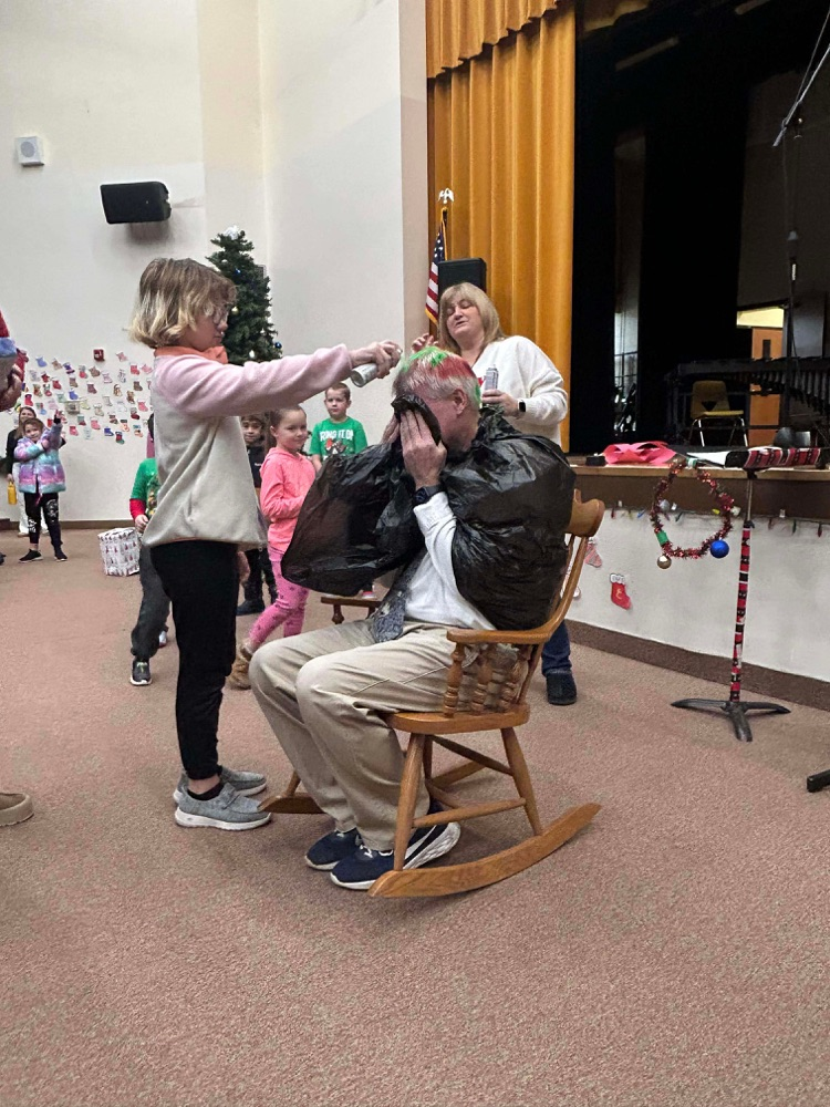 kids painting Dr Dosser hair
