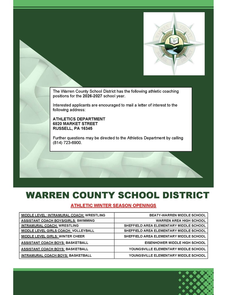 Warren County School District Athletic Winter Season Openings.