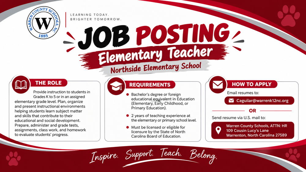 Elementary Teacher Job Posting 