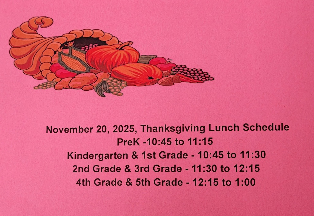 Thanksgiving Meal Schedule