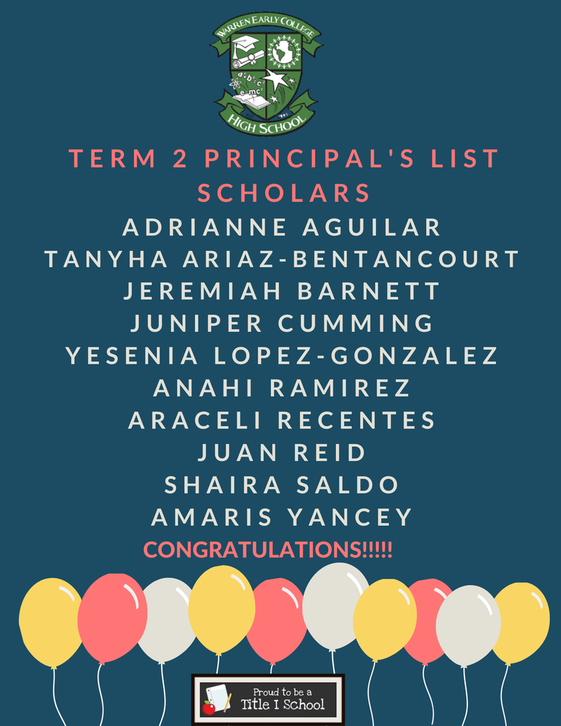 Principal's List Term 2 2025-26