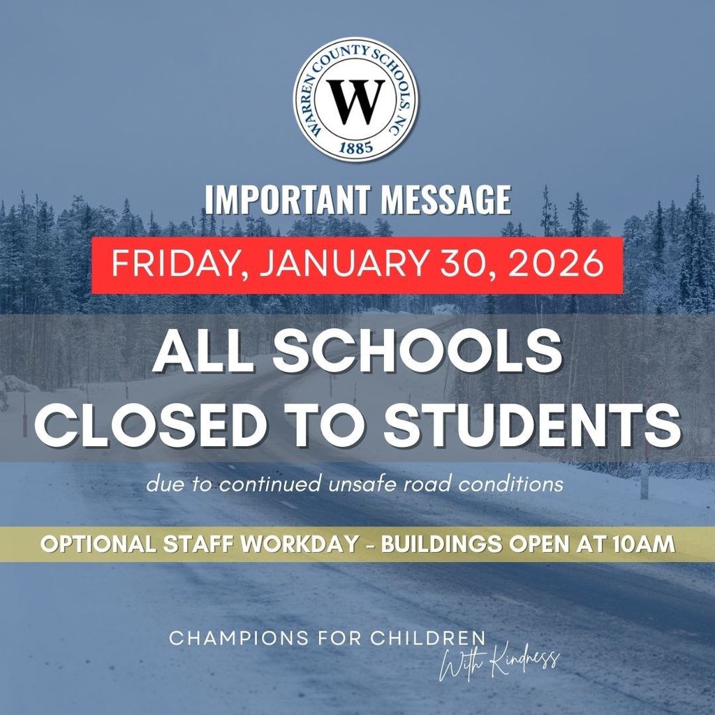 Warren County Schools - Closed for Students - January 30, 2026
