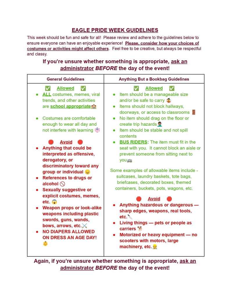 Eagle Pride Week February 9-13 2026 Warren County High School WCHS