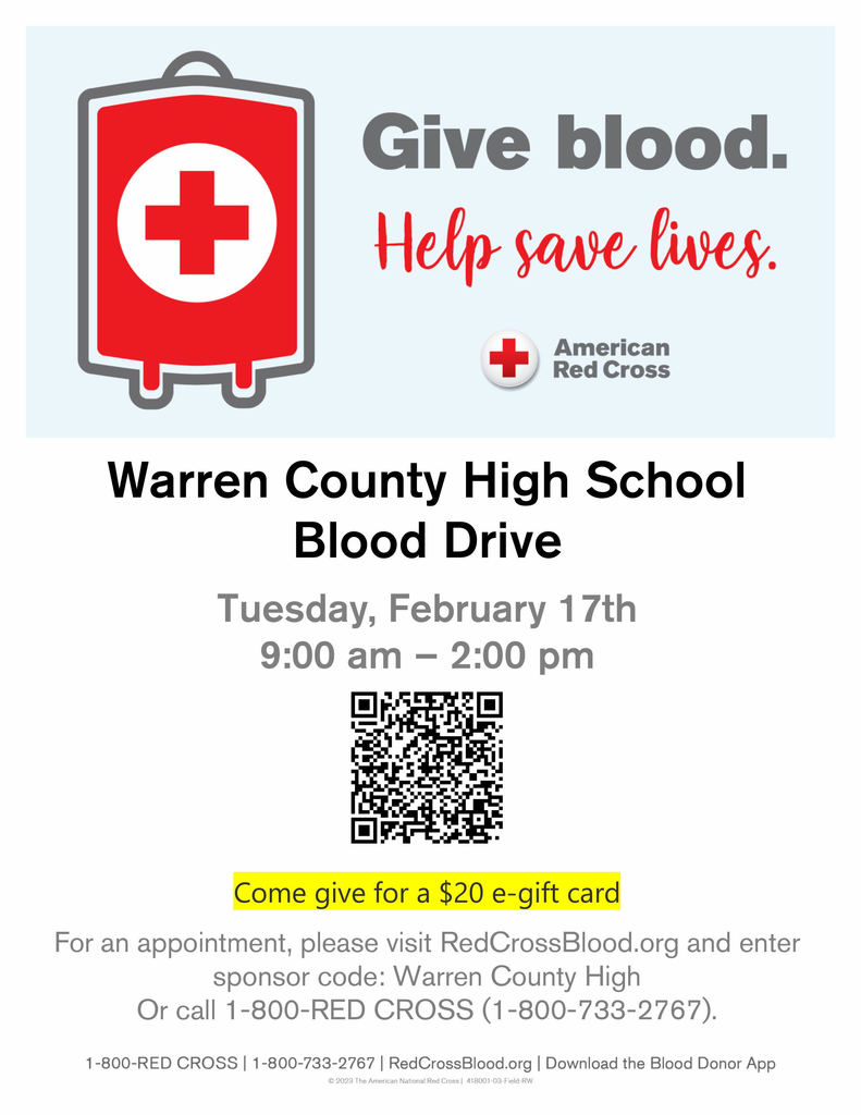 Warren County High School Blood Drive February 17 2026 Warrenton NC