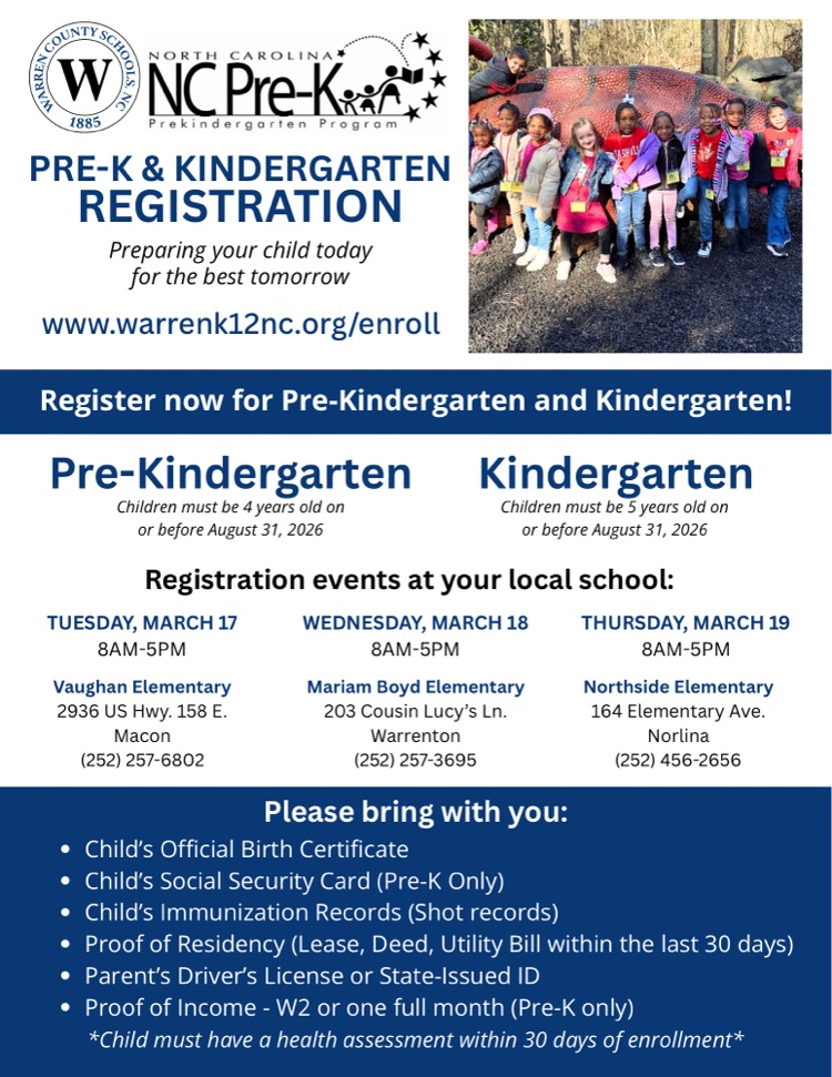 pre-kindergarten and kindergarten registration 2026-2027