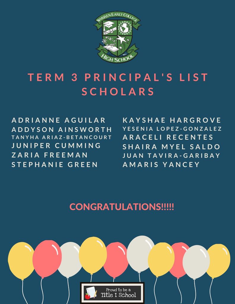 Term 3 Principal's List