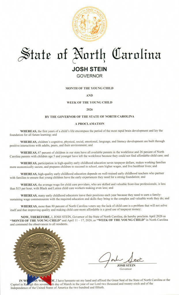 Month of the Young Child - Week of the Young Child - NC Governor Josh Stein Proclamation