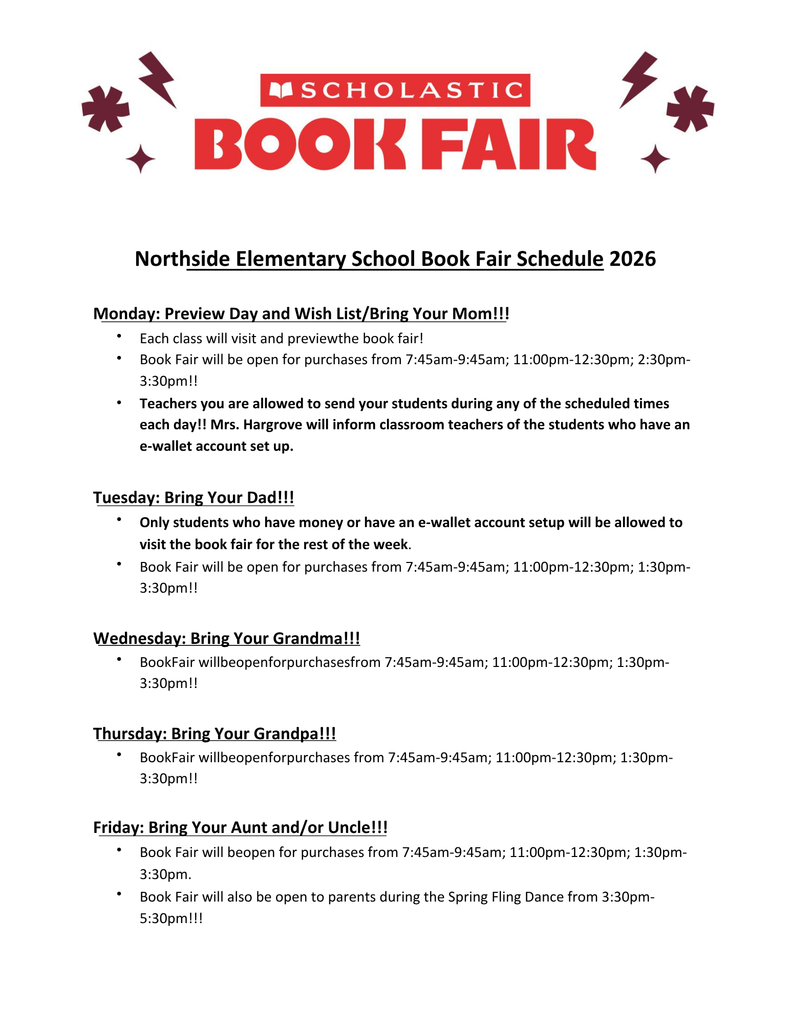 Northside Elementary School Book Fair:  A  Family Affair!