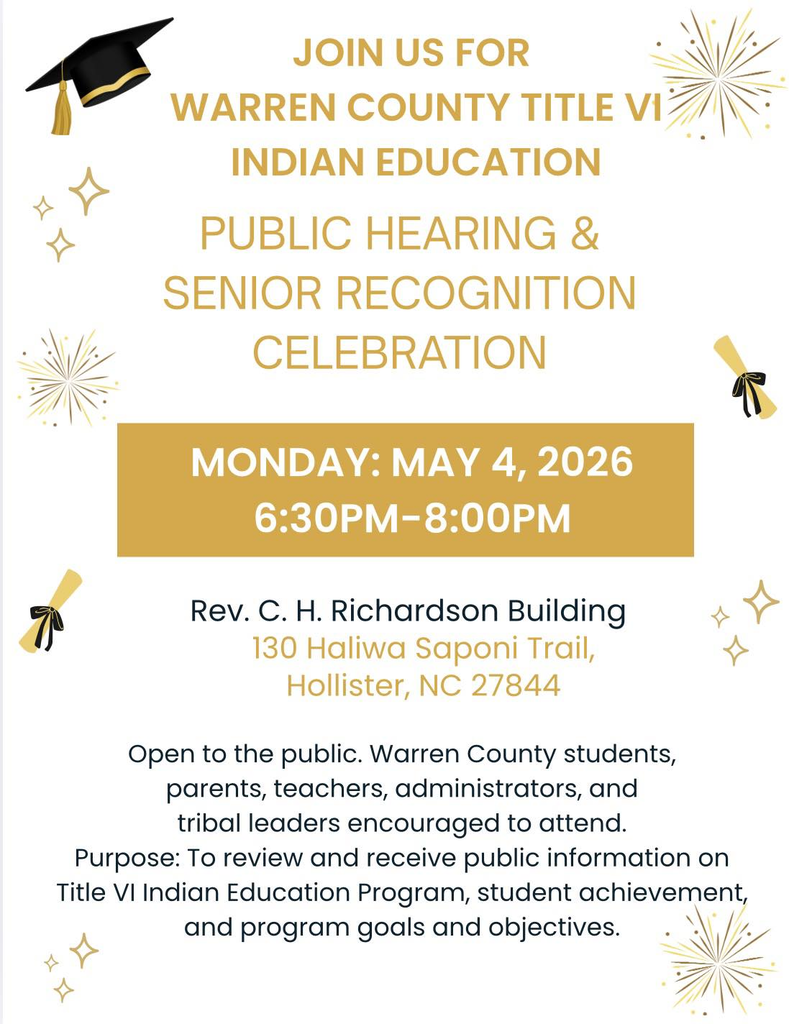 Warren County Title VI Indian Education Public Hearing and Senior Recognition Celebration - May 4 2026