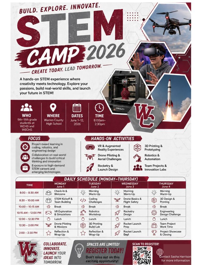 STEM Camp Warren County High School June 1-12 2026