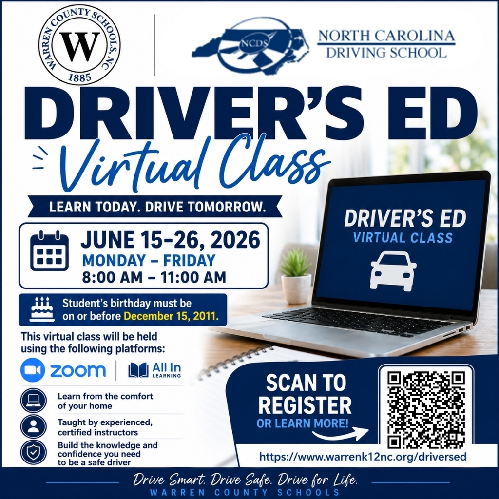 Driver's Ed Virtual Class - June 15-26, 2026 - Online Registration