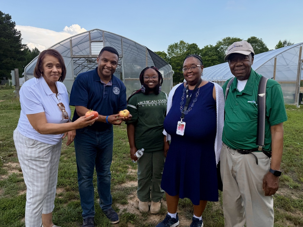 Dr Carol Montague Davis with Congressman Don Davis at SeedHydro with Calvin Jones and Dr. Laikhe Jones
