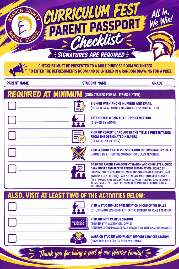 Parent Passport Checklist - Curriculum Fest 2026