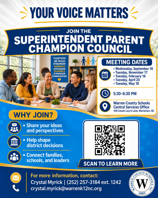 Warren County Schools Superintendent Parent Champion Council