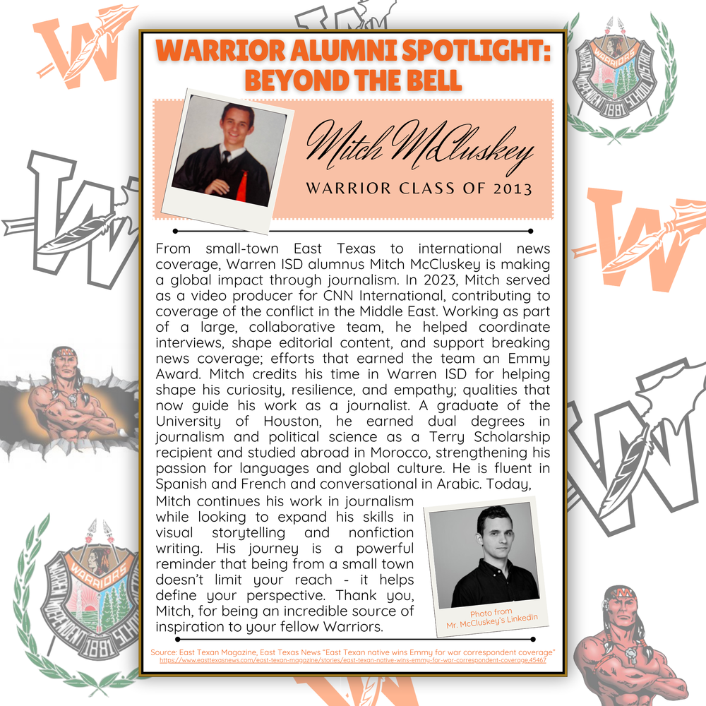 Warrior Alumni Spotlight: Beyond the Bell: Mitch McCluskey, Class of 2013