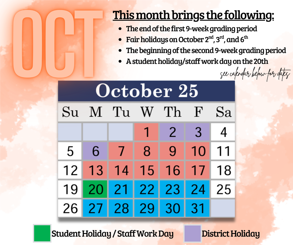 October Calendar Dates