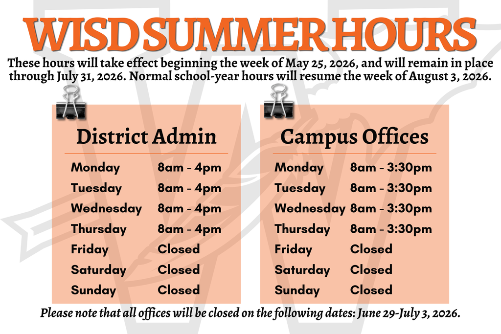 WISD SUMMER HOURS