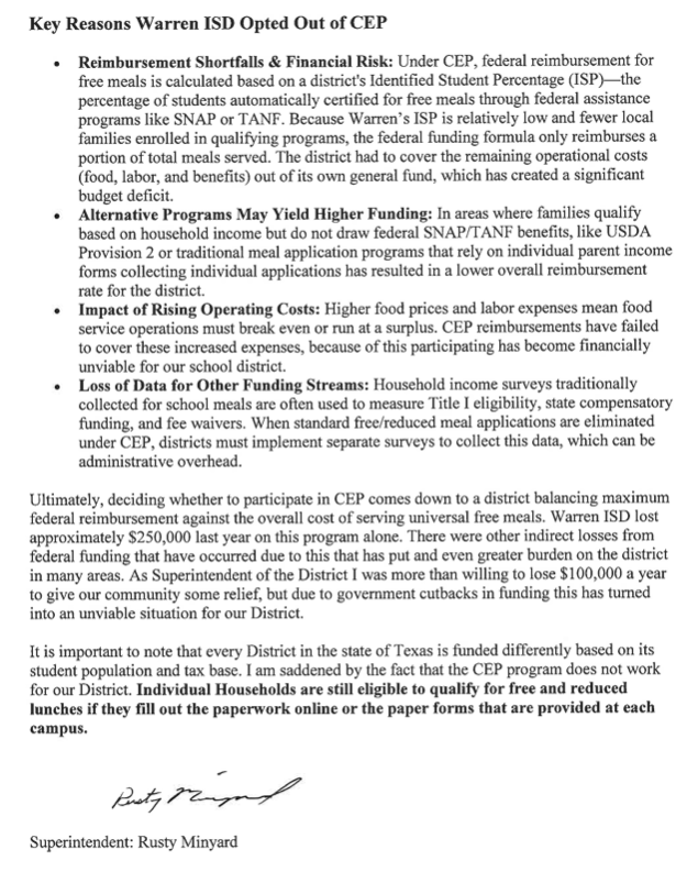 CEP Letter