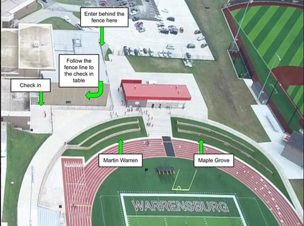 Map of entrance to football game